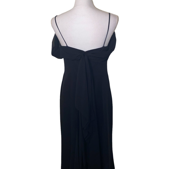 Vintage 90s Y2k Belsoie Draped Slinky Off Shoulder Maxi Evening Dress size 14 - Picture 5 of 10